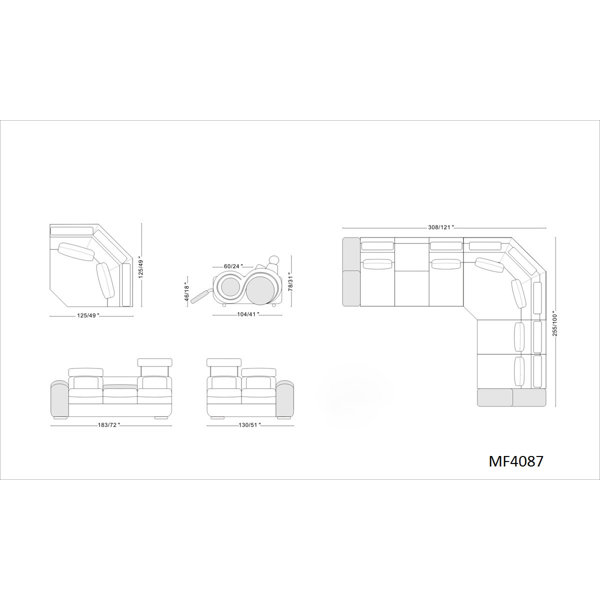 Orren Ellis Behr 121" Wide Leather Match Right Hand Facing Reclining Corner Sectional & Reviews